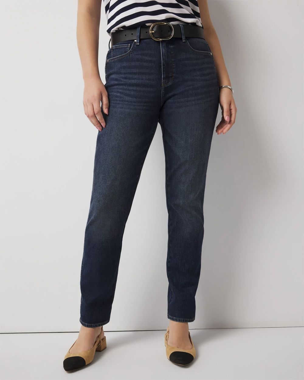White High Rise Straight Jeans main image 0